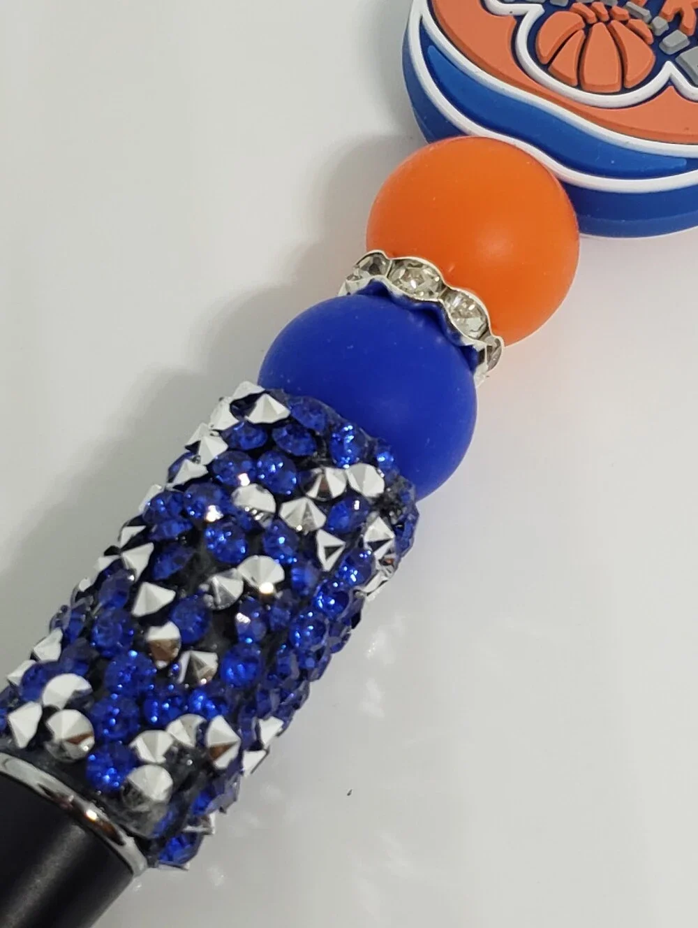 Handmade Silicone Focal Beaded Rhinestone New York Knicks Pen